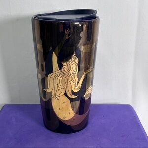RARE ⭐️ STARBUCKS Siren Graphic Gold and Deep Purple Tumbler 12 fl oz